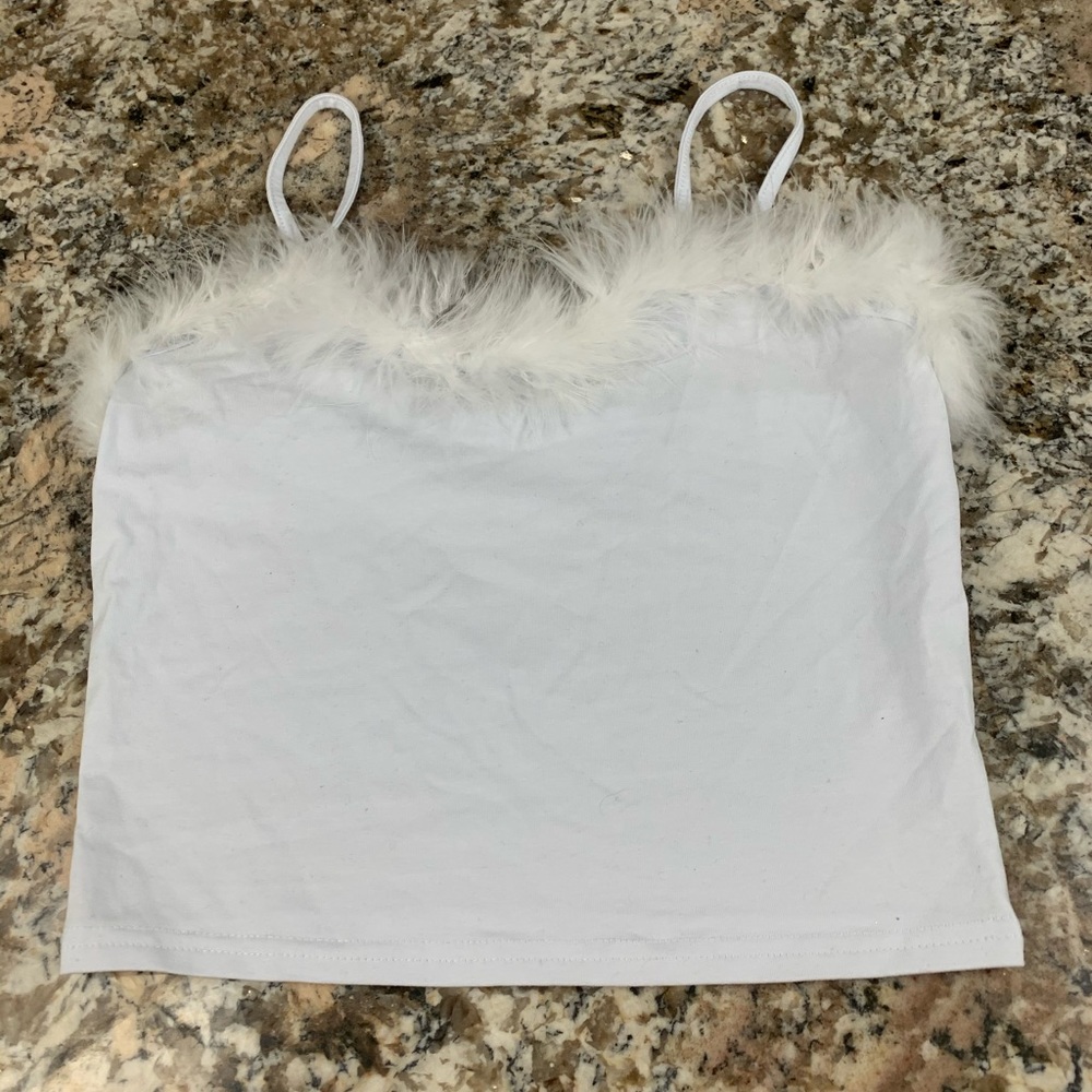 White Fuzzy Crop Top